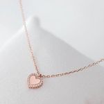 Heart necklace rose gold mini pendant charm rhinestone chain womens jewelry Photo 0