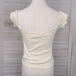 Brandy Melville (J. Galt) Cropped Off the Shoulder Lettuce Edge Top Cream-OS Photo 1