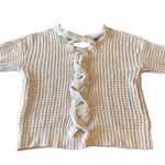 Moral Fiber Womens Large Blue Chunky Knit Lace Up Back Cropped V Neck Sweater Photo 2