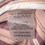 Alexis  Women’s Linen Blend Pink White Striped Ruffle Strap Tier Hem Mini Dress Photo 7