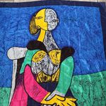 Vintage Picasso Portrait Square Scarf Abstract Art Wrap 34x34 Silky Feel Blue Photo 1