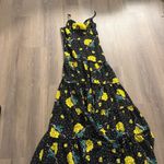 RODARTE Yellow Rose Print Appliquéd Printed Silk Crepe De Chine Maxi Dress Size 2 Photo 5