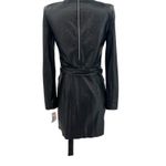 Patrizia Pepe Faux Leather Dress Mini Long Sleeve Belted Black‎ Size 38 US 2 Black Photo 9