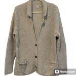 Poetry  Beige Cotton Knit Collared Button Front Cardigan Size Large Photo 0