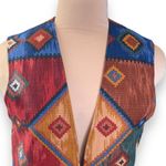Vintage 90s Coldwater Creek Southwestern Tapestry Vest Concho Buttons Medium Red Photo 5