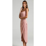 Showpo Dazzling Lights‎ Cowl Drape MIDI Dress Pink Peach Satin Size 6 US 0209 Photo 1