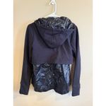 Athleta  Black Quilted Puffer Mix Hoodie Jacket XS Full Zip Athleisure Photo 2