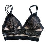 Dynamite  Black Lace Sheer Illusion Triangle Long Line Bralette XS Photo 0