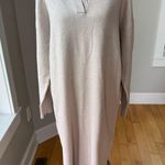 Tahari  Taupe Oatmeal Polo Collar Long Sleeve Loose Fit Knit Sweater Dress Large Photo 7