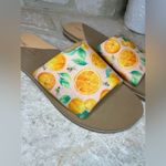 Toms  Carly Pale Pink Fabric Sunkissed Oranges Slip On Slides Sandals sz 11 Photo 4