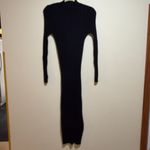 Sézane Sezane Katrina Midi Dress Noir Black Ribbed Knit Long Sleeve Merino Wool Photo 2