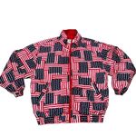 Vintage Lavon American Flag Silk Windbreaker Jacket size Medium Red Photo 2