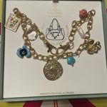 Gold tone and Blue Charm Bracelet with Delicate Charms for your handbag Photo 6