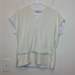 MM.LaFleur Antonia Draped Front Short Sleeve Top Eco Soft Weave Ivory Sz Small Photo 3