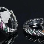 Handmade Exquisite 925 Sterling Silver Hoop Zircon Earrings Photo 0