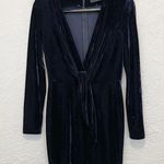 MINKPINK Gorgeous Deep Blue VELVET Dress w/ front tie 💙 NWOT Photo 4
