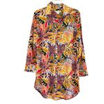C & C CALIFORNIA Tropical Leaf Patterned Overshirt, Dress, Swimsuit Cover Up S Orange Photo 1