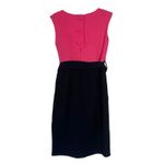 Milly Ella Belted Colorblock Knee Length Sheath Dress Coral Black Women's Size 6 Photo 2