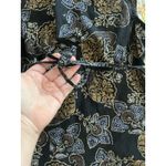Y2K Cotton Babydoll Top XS V Neck Paisley Floral Black Photo 4