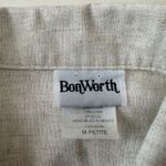 Bonworth Embroidered Linen Blend Button Down Blouse Short Sleeve Petite Medium Photo 4