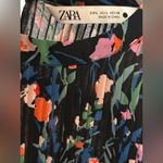 ZARA Large Black Floral Pleated 3/4th Sleeve Babydoll Mini Dress by Photo 12