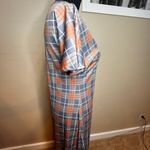 LuLaRoe  Women's Size XS Maria Maxi Dress Tan Gray Orange White Plaid Pattern Photo 5
