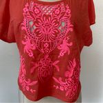 Jun & Ivy  Francesca's Sheer Embroidered Cut Out Blouse Photo 6