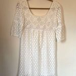 Solitaire  white crochet sheath dress half sleeve lined pullover Women’s sx XS/S Photo 0