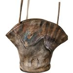 Jane Yoo Wearable Art Handbag Leather Asymmetrical Shoulder Bag Signed Vintage Tan Photo 2