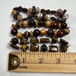 None Handmade Beaded Bracelet Trio Chunky Brown Earth Tones Mixed Metals Wood Photo 5