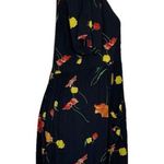 VINTAGE Dressing Clio Black Floral Dress Short Sleeve Pockets Size Medium USA Photo 2