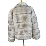 Guess  Oversized Faux Fur Jacket Gray Puffer Zip Up Coat SUPER SOFT Furry Sz L Photo 3