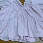 EXPRESS  Pink Smocked Peplum V Neck Flutter Sleeve Top Blouse Womens Size XL Photo 2