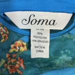 Soma  Satin Floral Robe Small/Medium Kimono Blue Multicolor Belted Feminine Photo 6