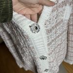 Venus 3/$30 Cardigan Womens M White Pink Metallic Knit Tweed Rhinestone Buttons Photo 5