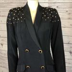 Vintage E.D. Michael by Melanie Drucker coat dress gold studs shawl collar 9 Photo 3