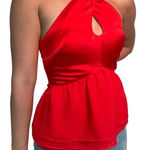 Bebe Vintage Red Silk Halter Peplum Top (Size M) Photo 0