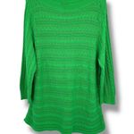 CHAPS sweater 2X linen blend pullover boatneck pointelle knit kelly green Photo 0