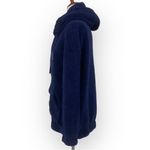 Ivory Ella  NWOT Navy Blue Zip Front Sherpa Hoodie Size Small Cozy Oversized Photo 4