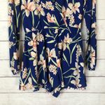 Peach Love California Peach Love Boutique Blue Floral Long Sleeve Wrap V-Neck Romper S Photo 4
