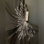Eliza J  Boat Neck rhinestone starburst draped Ruched Sheath Mini Dress black 10 Photo 4