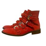 Givenchy  red suede moto combat boots Photo 7
