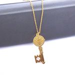 Boutique NEW Unisex Gold-Plated Saint Benedict Key Pendant Necklace, 16-18” Photo 2