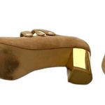 Anthropologie Rara Avis Suede Tan Heel Rockabilly Strappy Twee Mary Janes 7W Brown Size 10 Photo 6