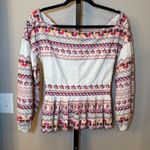 AMUR Alma Embroidered Top‎ Off the Shoulder Boho Organic Cotton Size Small Pink Photo 5