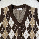 Oil Rice Brown Argyle Button Front Sweater Vest Size L Photo 2
