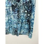 Jaclyn Smith Collection Top Women LARGE Blue Snakeskin Print Button Down Photo 2
