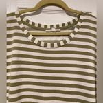 Jane and Delancey  Size XL Banded Sleeve Crew Neck Green White Stripe Terry Top Photo 3