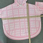 Crown & Ivy Houndstooth Hooded Long Sleeve Poncho Sweater Pink White Large Photo 10