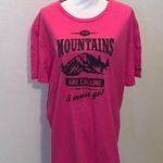 Fruit of the Loom Mountains Are Calling And I Must Go Short Sleeve Shirt Pink Woman’s XL Cotton Photo 0